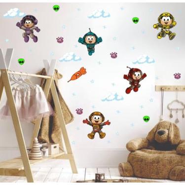 Imagem de Adesivo de Astronautas turma monica Gibi Planetas Foguetes Cute - ades