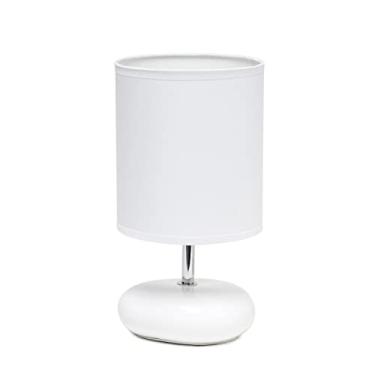 Imagem de Simple Designs Luminária de mesa de cabeceira LT2005-WHT Stonies com aparência de pedra pequena, branca