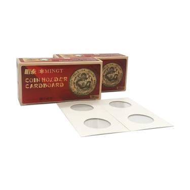 Imagem de PCCB MINGT 100PCS White Cardboard Coin Holder Protector Display Storage Coin Flips Holder Card 2x2 for Coin Collection Supplies and Collecting (27.5 MM)