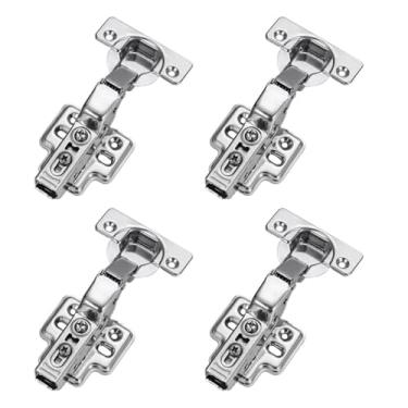 Imagem de 2 pares de dobradiças de armário macias embutidas, hidráulicas silenciosas, pesadas, sem moldura, dobradiças ocultas europeias para porta de armário de cozinha e guarda-roupas