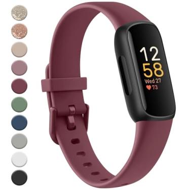 Imagem de Meliya Pulseiras esportivas de substituição para Fitbit Inspire 3 para mulheres e homens, de silicone macio, compatível com Fitbit Inspire 3 Fitness Tracker (vinho vermelho)