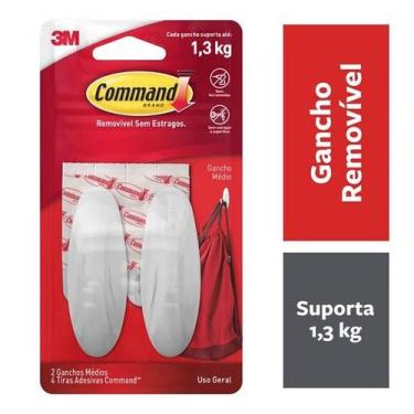 Imagem de Gancho Adesivo Command Medio ATE 1,3KG com 2 Unidades 3M
