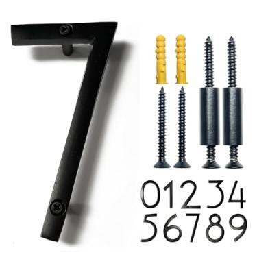 Imagem de NACH Número de Sombra de Endereço de Casa Flutuante, HH-SDW8-BLK-1, Alumínio Preto, 20,32 cm, 7