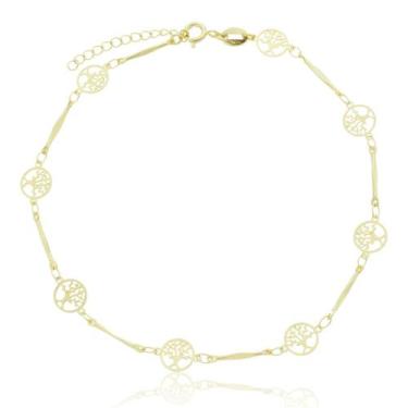 Imagem de Tornozeleira Feminina Árvore da Vida Dourada Banho Ouro 18k - Enzara J