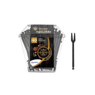 Imagem de Garfo Aperitivo Preto Premium Strawplast 180 Unidades