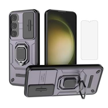 Imagem de Asuwish Capa de celular para Samsung Galaxy S24 Plus S24+ 5G com capa deslizante para câmera de vidro temperado, suporte de anel, resistente, fina, célula protetora S24plus 24S + S 24 24+ mulheres