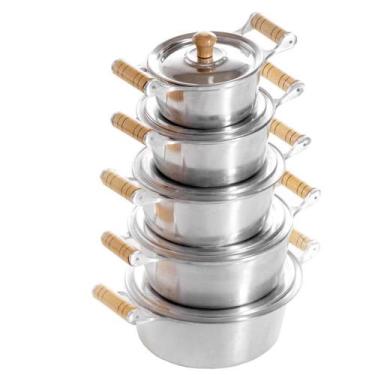 Imagem de Jogo de Panelas Alumínio Batido Fundido Caçarolas 14 ao 22 jogo com 5 