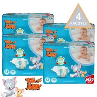 Imagem de Fralda Descartável Infantil Tom e Jerry Hiper 4 Pacotes Tamanho P/M/G/