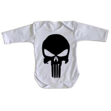 Imagem de body nenê criança roupa bebê manga longa Justiceiro punisher - Empório