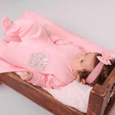 Imagem de Saída De Maternidade Listradinha Roupinha De Bebê - Asas de Anjo, Rosa