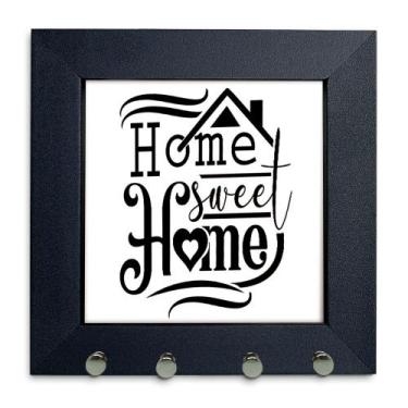 Imagem de Porta Chaves de Parede Home Sweet Home Moldura Preta 12x12 - SHD Solei