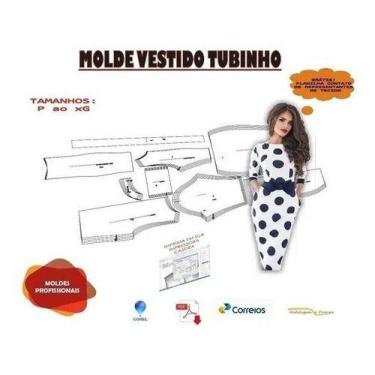 Imagem de Molde Vestido Tubinho Modelagem P Ao Xg Envio Por Correios - Modelagem
