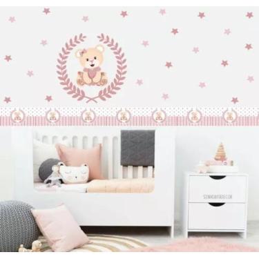 Imagem de Adesivo De ParedeUrsinha E Faixa Border  Quarto De Meninas  - pinkie