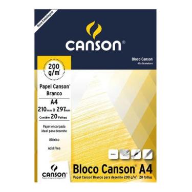 Imagem de Bloco Des. Branco 200gr 7045 A4 210x297mm Canson