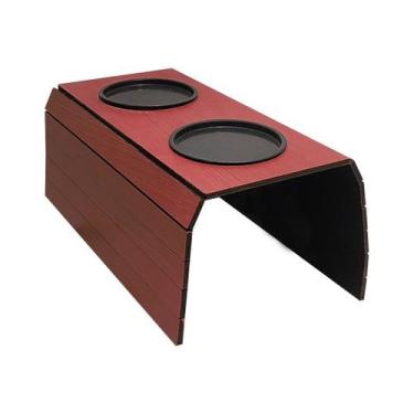 Imagem de Esteira para Braço de Sofá Flexível com Porta Copos Vermelho Rustico M