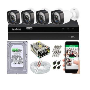 Imagem de Kit Cftv 4 Câmeras de Segurança AHD 720p e Dvr Mhdx 1204 Intelbras C/H