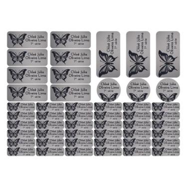 Imagem de 50 Etiquetas Escolares Personalizadas Vinil Borboleta - Tectoner, BORB
