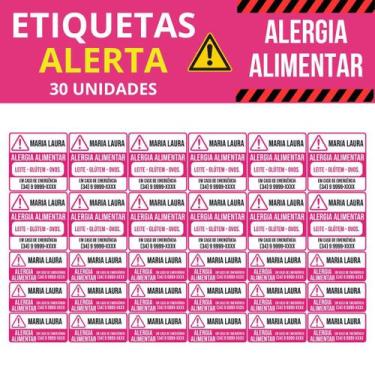 Imagem de 30 Etiquetas Alerta Alergia Alimentar Personalizada Vinil - Tectoner, 
