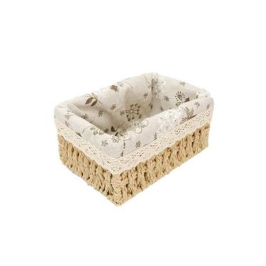 Imagem de Cesto Organizador de Palha Decorativo Retangular Pequeno  - VESTIGE, U
