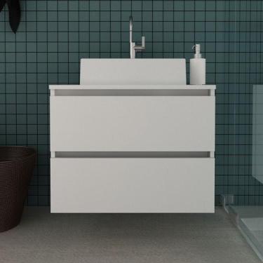 Imagem de Balcão Gabinete Suspenso para Banheiro 60cm com 2 Gavetas BN3607 Branc