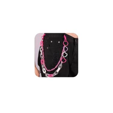 Imagem de Wekicici Corrente jeans de acrílico para calças de coração, corrente de pedra colorida de acrílico em forma de coração, correntes de jeans hip hop, correntes de bolso, acessórios para o corpo para