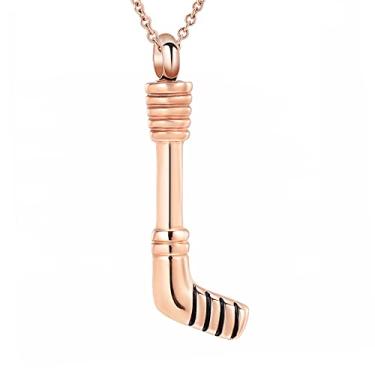 Imagem de Miity Haiy Joia de cremação de taco de hóquei para cinzas, pingente memorial de aço inoxidável, lembrança, urna funerária, suporte de cinzas para animais de estimação humanos, Aço inoxidável, Sem