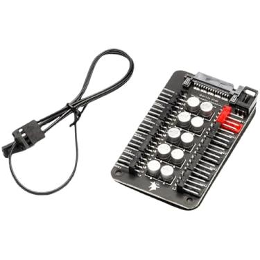 Imagem de PWM Hub de sincronização 2 em 1 de 4 pinos e 3 pinos ARGB Hub10 com porta de alimentação SATA, ventilador de resfriamento de CPU, divisor de cabo de controle de efeito de iluminação RGB para interface