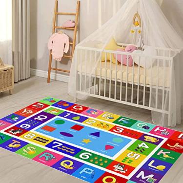 Imagem de VICIKOIA Tapete de alfabeto infantil ABC – Cores vibrantes e brilhantes – para quarto de crianças/quarto/sala de aula/sala de jogos (A, 80 × 150 cm/31 × 59 pol.)