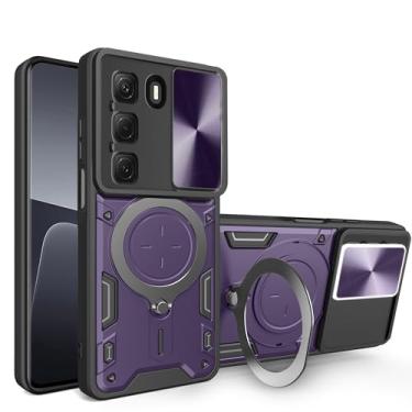 Imagem de Elubugod Capa compatível com Infinix Hot 50 4G, com capa de lente de câmera deslizante compatível com Infinix Hot 50 4G X6882 capa roxa