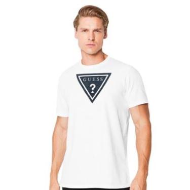Imagem de Camiseta Guess Masculina Full Navy Logo Print Branca-Masculino