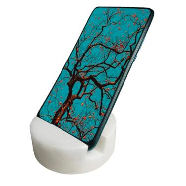 Imagem de fashciaga Suporte de celular de mármore de material comum para tablet celular na mesa, bancada, mesa de cabeceira. Suportes de celular de pedra real sólida pesada branca