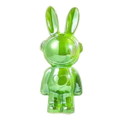 Imagem de Jaugufiy Ornamento de estátua de coelho de cerâmica estatueta coelho ornamento para casa cofrinho cofrinho cofrinho caixa de dinheiro decoração de quarto de crianças presentes de aniversário (verde)