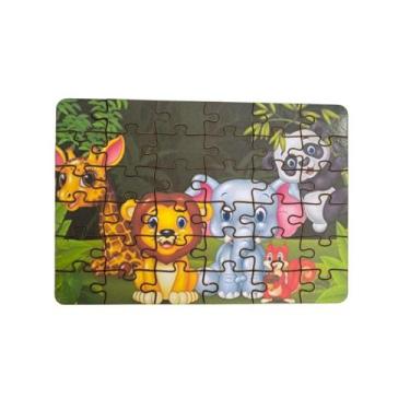 Imagem de Quebra-Cabeça Infantil Safari Animais 36 Peças MDF 18x26 - Brothers Mi