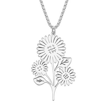 Imagem de YINYA Colar de girassol fofo de aço inoxidável, pingente de flores, planta, joias de ouro 18 quilates para mulheres, pingentes, lembrancinhas de festa, Medium, Aço inoxidável, Sem Pedra Preciosa