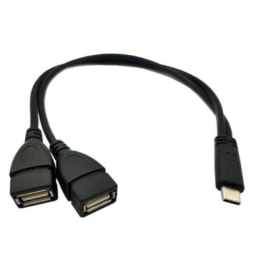 Imagem de Qaoquda Cabo de carregamento divisor USB C, 30 cm USB tipo C macho para 2 cabos de carregamento USB 2.0 fêmea Y divisor duplo (apenas para carregamento) (tipo C macho para 2 USB fêmea)