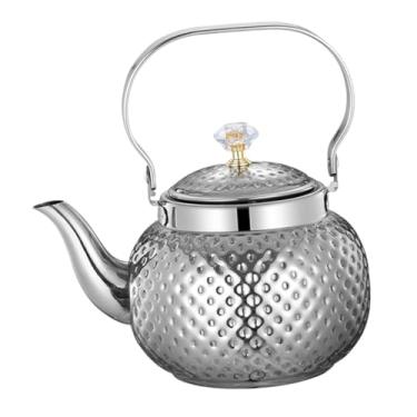 Imagem de Bothyi Caldeira de água de bule de aço inoxidável com alça com chaleira portátil de tampa com infusor removível para camping de cozinha de hotel, Prata