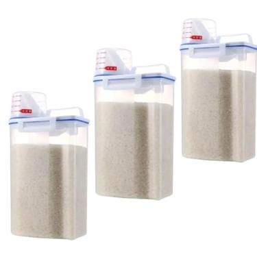 Imagem de Kit com 3 Dispenser Para Mantimentos e Ração Pote Hermetico Para Armazenamento C/Copo Medidor Multiuso