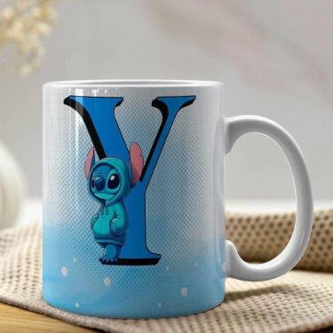 Imagem de Caneca De Porcelana Stitch Letras A-z 325ml Azul Y
