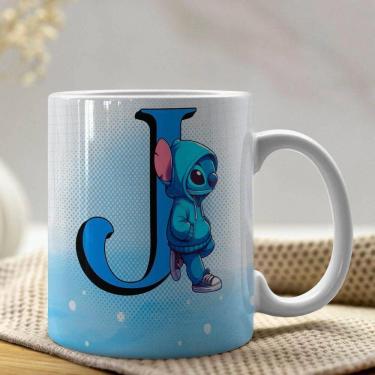 Imagem de Caneca De Porcelana Stitch Letras A-z 325ml Azul J