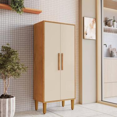 Imagem de Armário Multiuso 2 Portas 3 Prateleira Paraná Marrom/Off White