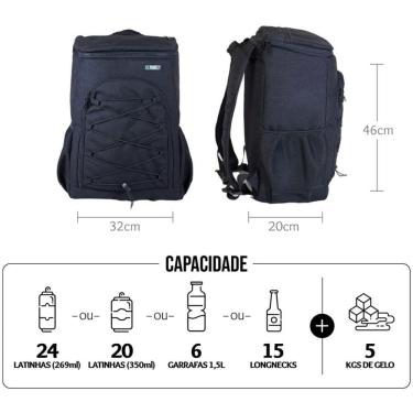 Imagem de Mochila Térmica Cooler Impermeável Cerveja Praia Camping 21l Cor:Preto