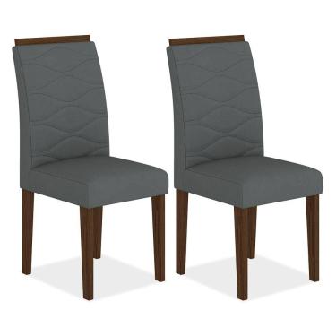 Imagem de Kit 2 Cadeiras Estofadas Everest Comfort Imbuia/suede Cinza - M.a