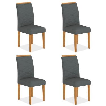 Imagem de Kit 4 Cadeiras Estofadas Everest Comfort Cinamomo/suede Cinza - Ma