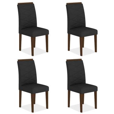 Imagem de Kit 4 Cadeiras Estofadas Everest Comfort Imbuia/suede Preto - Ma