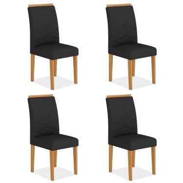 Imagem de Kit 4 Cadeiras Estofadas Everest Comfort Cinamomo/suede Preto - M.a