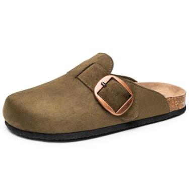 Imagem de Alpine Swiss Edith Pantufas femininas de cortiça com palmilha de cortiça sem cadarço, Oliva, 34