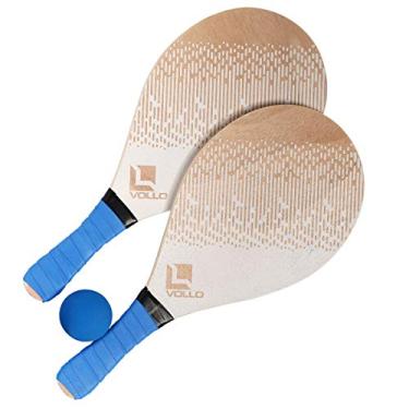 Imagem de Conjunto de Frescobol com 2 Raq. Madeira Poplar e 1 Bola de Borracha Vollo Sports