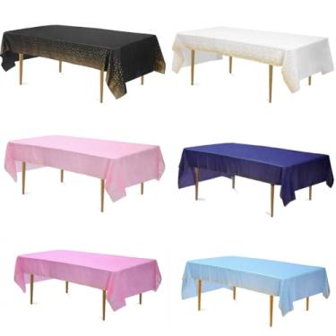 Imagem de AIBEARTY Pacote com 6 toalhas de mesa descartáveis, toalha de mesa retangular para festas de casamento em ouro rosa, decoração para aniversário, Natal, aniversário, churrascos, eventos de chá de bebê,