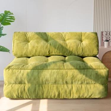 Imagem de MAXYOYO Sofá-cama dobrável, cadeira conversível com colchão dobrável Pilow com suporte para as costas, cadeira dobrável portátil para sala de estar, quarto, verde duplo