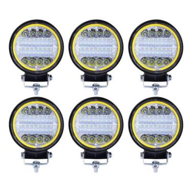 Imagem de Kit 6 Farol Milha Auxiliar 24led 72w 9v36v Redondo C/ Angel - Briwax